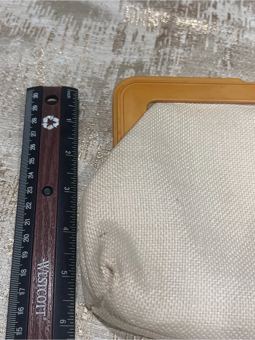 Canvas Clutch Bag with Tan Frame - Unbranded
